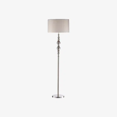 Knees Dar Lighting MAD4946 Madrid Ball Floor Lamp Satin Chrome Complete With Shade
