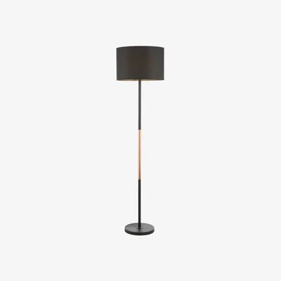 Knees dar lighting KEL4964 Kelso 1 Light Floor Lamp Polished Copper With Shade - Matt Black