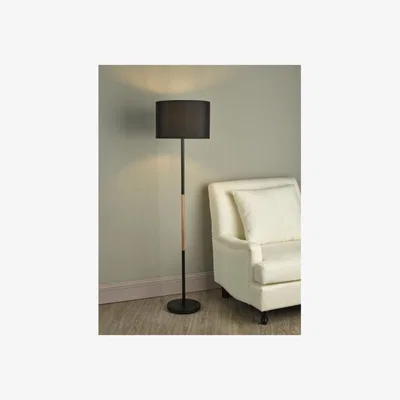 Knees dar lighting KEL4964 Kelso 1 Light Floor Lamp Polished Copper With Shade - Matt Black