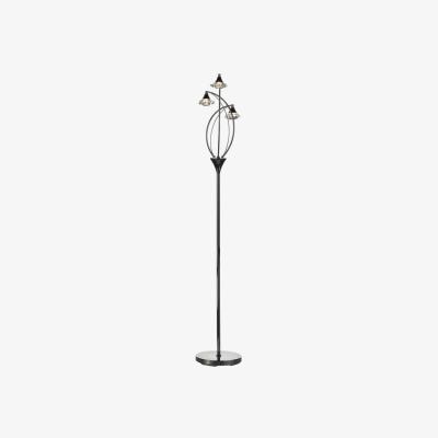 Knees Dar Lighting LUT4967 Luther 3 Light Floor Lamp Complete With Crystal Glass Black Chrome
