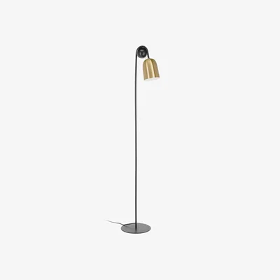 Kave Home Natsumi metal and wood floor lamp UK adapter