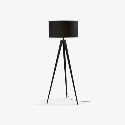 Kave Home Iguazu floor lamp in steel with black finish UK adapter