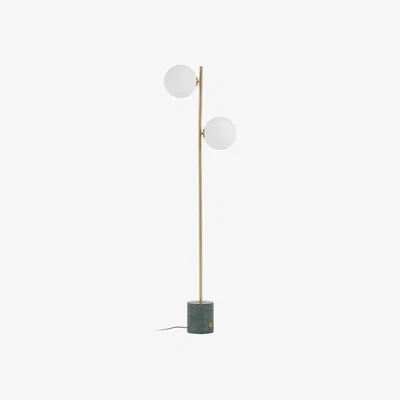 Kave Home Lonela floor lamp in marble with green finish UK adapter