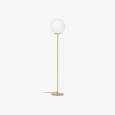 Kave Home Mahala floor lamp in steel and frosted glass UK adapter