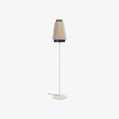 Kave Home Yuvia cotton floor lamp with a beige and blue finish UK adaptador