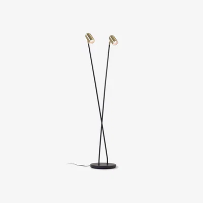 Kave Home Clemence floor lamp in black metal with gold finish lampshades UK adapter