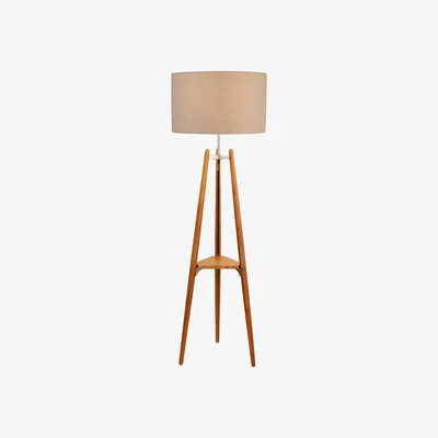 La Redoute 156cm Light Wood Tripod Floor Lamp with Shelf