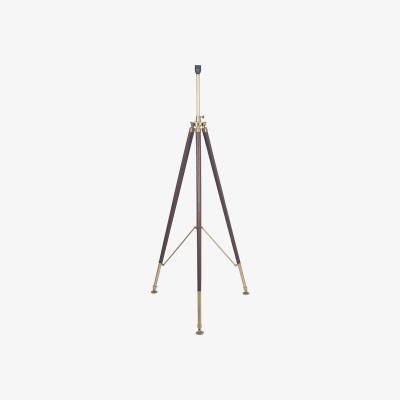La Redoute Tan Leather and Antique Brass Tripod Floor Lamp