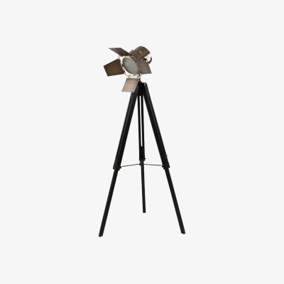 La Redoute 139cm Black Wood and Antique Brass Film Style Tripod Floor Lamp