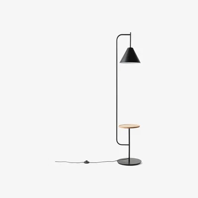 La Redoute Mugli Metal Floor Lamp with Wooden Shelf
