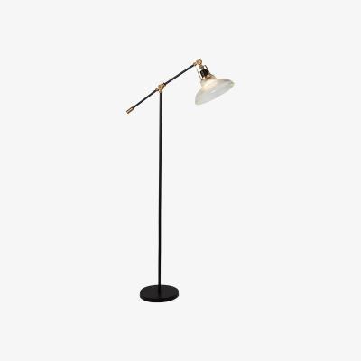 La Redoute 135cm Clear Ribbed Glass, Black and Brass Floor Lamp