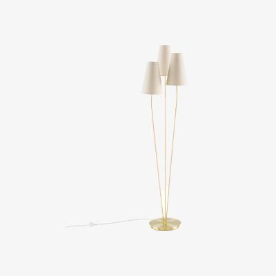 La Redoute Amaya Brass, Linen & Rattan Triple Floor Lamp
