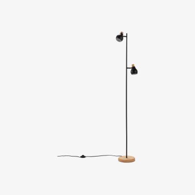 La Redoute Hikaeme Double Shade Adjustable Reading Floor Lamp in Metal and Oak