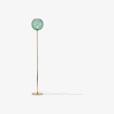Made.com Ilaria Floor Lamp, Brass and Blue Glass