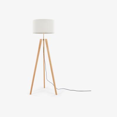 Made.com Irvin Tripod Floor Lamp, Natural Wood and White