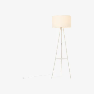 Made.com Leyton Tripod Floor Lamp Base with Shelves, Ivory
