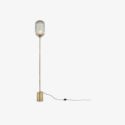 Made.com Briz Textured Glass Floor Lamp, Antique Brass & Smoke