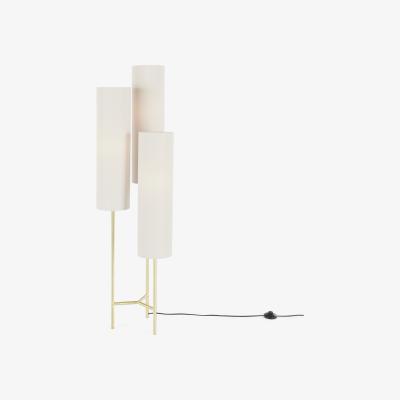 Made.com Lance 3 Light Floor Lamp, White & Brass