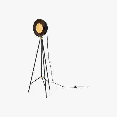 Made.com Ward Tripod Floor Lamp, Black & Gold Foil