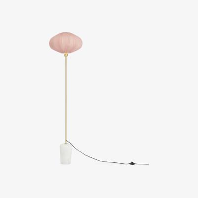 Made.com Bonney Pleated Shade Floor Lamp, Brushed Brass, Marble & Pink