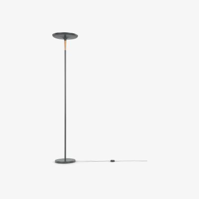 Made.com Tina LED Uplighter Floor Lamp, Charcoal & Wood