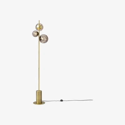 Made.com Julia 3 Light Floor Lamp, Tortoiseshell Glass & Brass