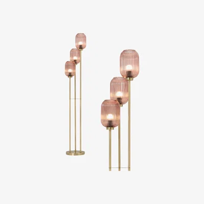 Made.com Briz Multi Floor Light, Pink Glass