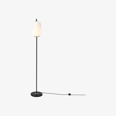 Made.com Ayala Floor Lamp, Black, Antique Brass & Opal Glass