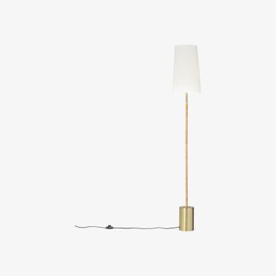 Made.com Lou Floor Lamp, Rattan Wrapped Stem and Brushed Brass