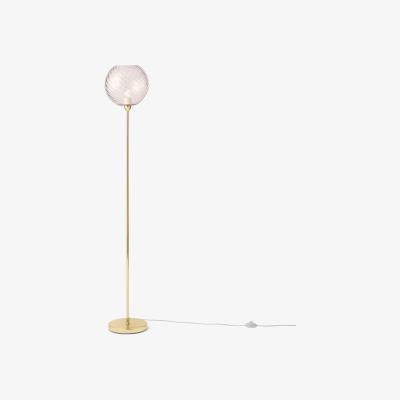 Made.com Ilaria Single Floor Lamp, Pink Glass & Brass