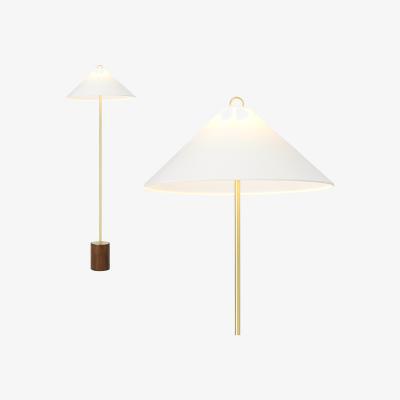 Made.com Natalie Floor Lamp, Dark Wood, Brass & White