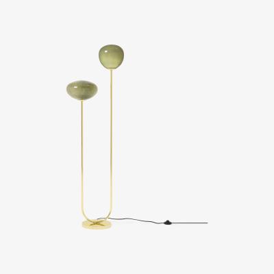 Made.com Adrianne Multi Floor Lamp, Green Glass & Brass