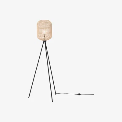 Made.com Java Tripod Floor Lamp, Natural Rattan