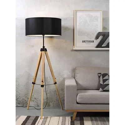 Made in Design Darwin Floor lamp - / Fabric & wood - Adjustable height 143 to 173 cm by It's about Romi Black/Natural wood