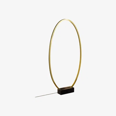Made in Design Ellisse LED Lamp - / L 70 x H 135 cm - Hanging or standing ring by Nemo Gold/Metal