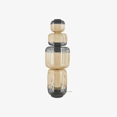 Made in Design Totem Bamboo Light Floor lamp - / 4 lampshades - H 138  cm by Forestier Black/Natural wood