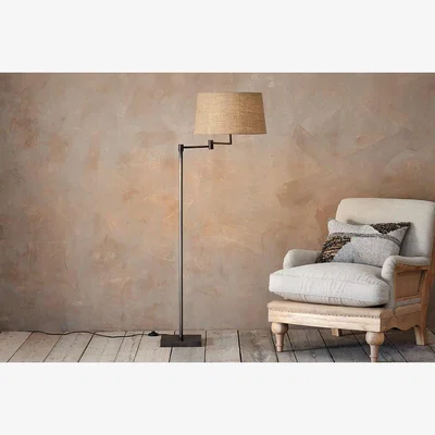 Nkuku Nkuku Kara Iron Floor Lamp | Lamps And Shades | Black | Large Adjustable Approx 145 x 35 x 26 cm