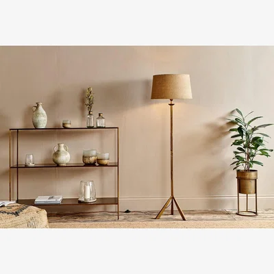Nkuku Nkuku Sahhil Metal Tripod Floor Lamp | Lamps And Shades | Antique Brass