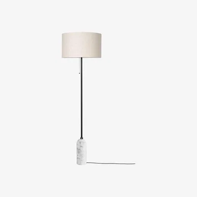 Nordic Nest Gubi Gravity floor lamp White marble/canvas
