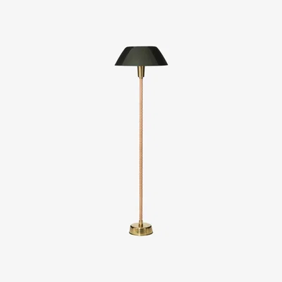 Nordic Nest Innolux Senator floor lamp Green stand in leather and brass