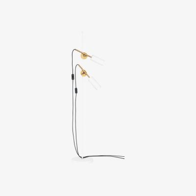 Nordic Nest Konsthantverk Stav 2 - Low floor lamp White/raw brass