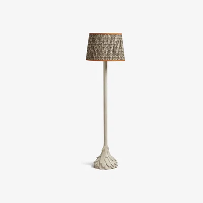 OKA OKA, Cynara Floor Lamp - Ivory White, Floor Lamps, Brass/Iron/Mindi Wood