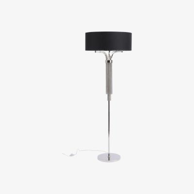 Olivia's Libra Midnight Mayfair Collection - Metal Floor Lamp In Nickel Finish With Black Shade