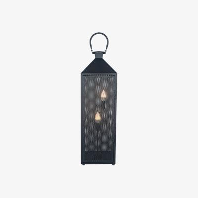 Olivia's Olivia's Angelina Metal Punched Lantern Floor Lamp in Matt Black