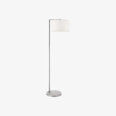 Olivia's Gallery Direct Daley Floor Lamp Nickel & White Faux Silk