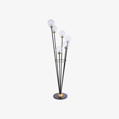 Olivia's Libra Mercer Glass Bubble Floor Lamp Black And Brass