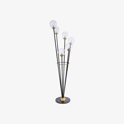 Olivia's Libra Mercer Glass Bubble Floor Lamp Black And Brass