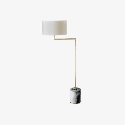 Olivia's Uttermost Black Label Pivot Floor Lamp - Panda Marble/Brass