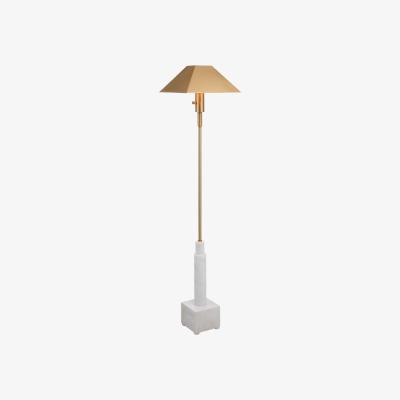 Olivia's Uttermost Black Label Telescope Floor Lamp - White Marble/Brass
