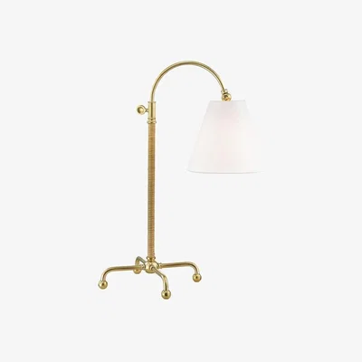 Olivia's Hudson Valley Lighting Curves No.1 Brass 1 Light Table Lamp W/ Rattan Accent